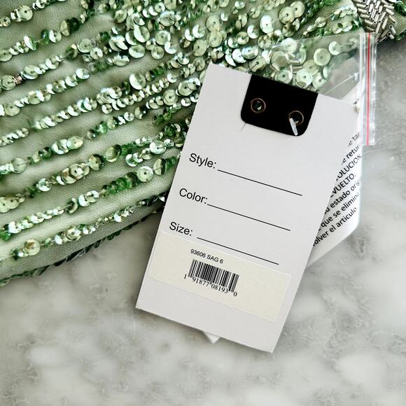 Mac Duggal Sage Green Full Bead Sequin Midi Dress Size 6 NEW #93606 Wedding Prom - Picture 13 of 13